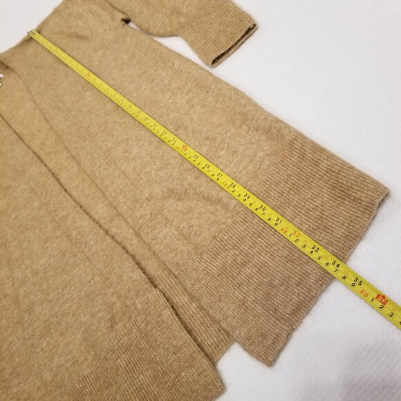H&M Long Open Knit Cardigan Tan Wool XS Women Sweater Oversized Balloon Sleeves - Picture 12 of 13